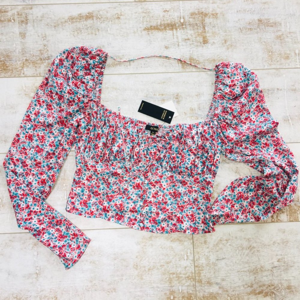 SALE! Beautiful AFRM Red Aqua Form Fitting Top - Picture 1 of 8